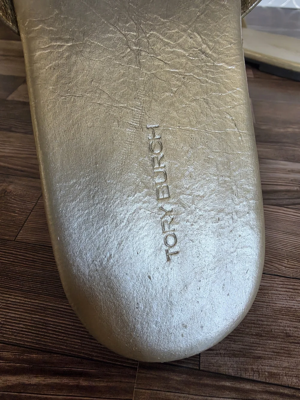 Tory Burch Metallic Gold Logo Thong Sandals